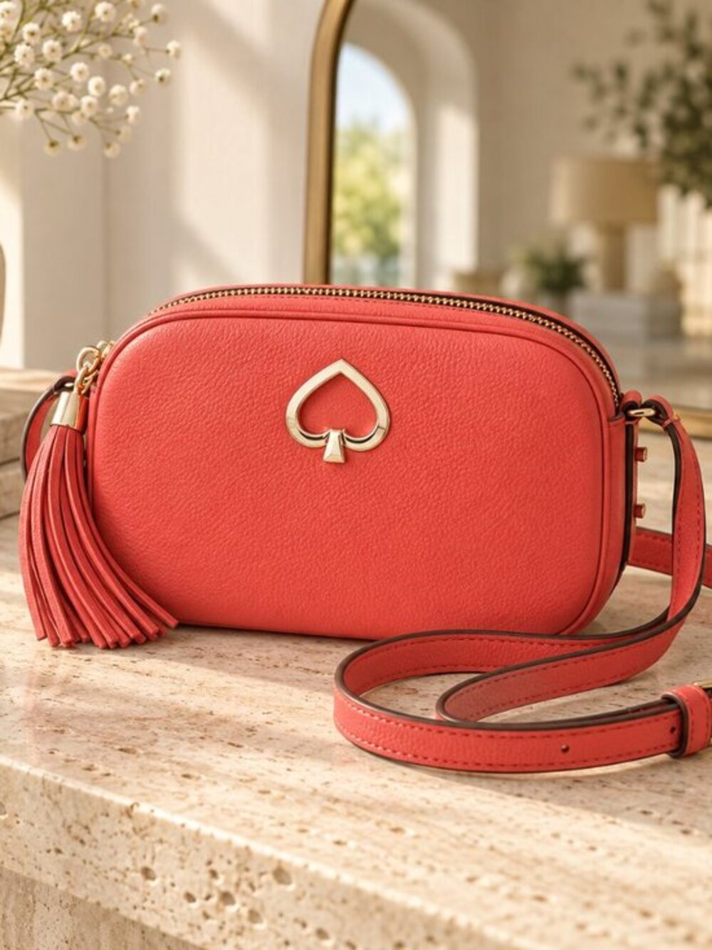 Kate Spade Pink Pebbled Leather Crossbody Wallet NWT